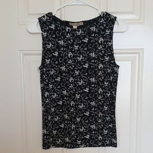 Vintagw Black Floral Print Sleeveless Tank.
